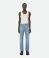Bottega Veneta Straight Denim Pants With Contrast Stitching In Blue