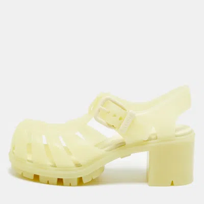 Pre-owned Bottega Veneta Gertie Fisherman Size 38 Green Rubber Ankle Strap Sandals