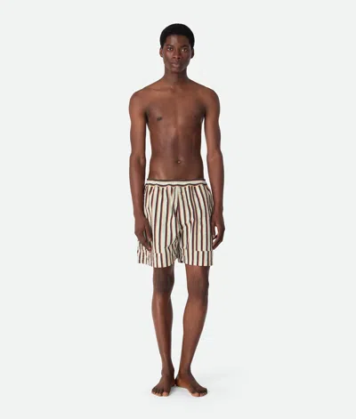 Bottega Veneta Gestreifte Badeshorts Aus Nylon In Multi