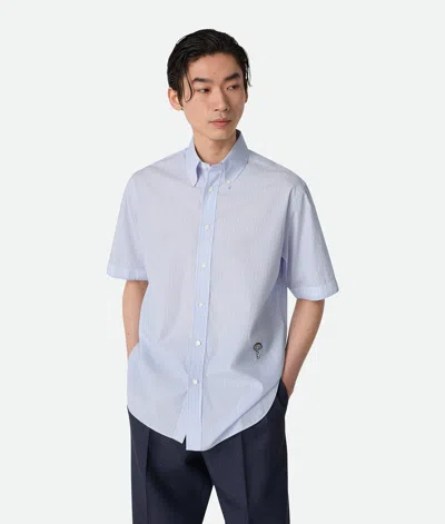 Bottega Veneta Gestreiftes Hemd Aus Baumwollpopeline In Blue