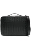 Bottega Veneta Leather Rectangular Woven Texture Shoulder Bag In Brown