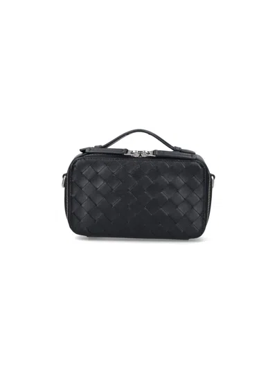 Bottega Veneta Mens Black-silver Horizontal Getaway Leather Cross-body Bag In Multi