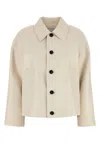 Bottega Veneta Ivory Leather Jacket In Neutral