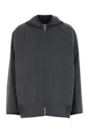 Bottega Veneta Double Wool Blouson Jacket With Leather Trims In Gray
