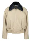 Bottega Veneta Beige Jacket With Removable Collar With Intrecciato Motif In Cotton Woman In Nude & Neutrals