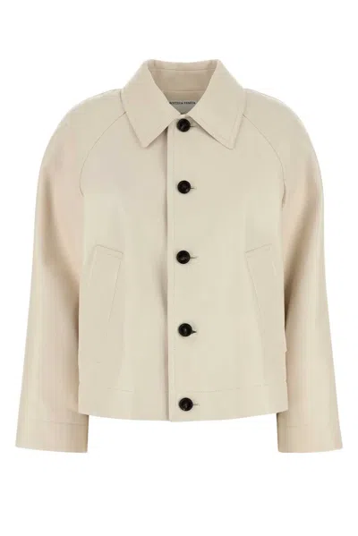 Bottega Veneta Ivory Leather Jacket In Neutral