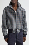 Bottega Veneta Gingham Check Blouson Jacket In Black