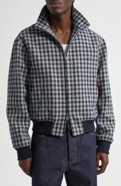 Bottega Veneta Gingham Check Blouson Jacket In Black