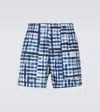 Bottega Veneta Gingham Cotton Bermuda Shorts In Neutrals
