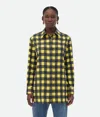 Bottega Veneta Gingham Cotton Shirt In Yellow/shrub/wave