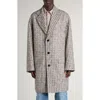 Bottega Veneta Gingham Wool Blend Bouclé Topcoat In Black/loam/chalk