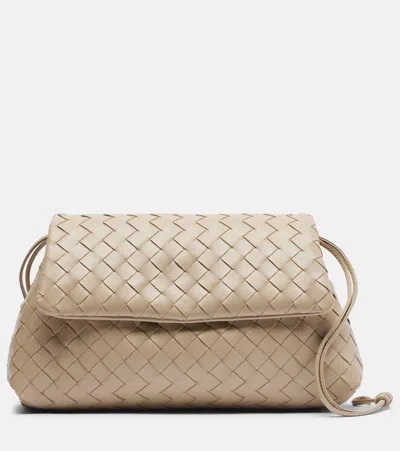 Bottega Veneta Womens Ecru Gold Giorno Intrecciat Leather Pouch In Brown