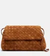 Bottega Veneta Giorno Intrecciato Suede Clutch In Brown