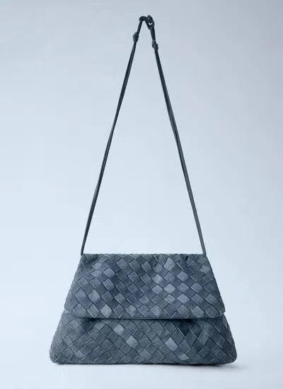 Bottega Veneta Giorno Suede Shoulder Bag In Gray