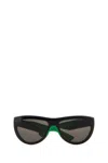 Bottega Veneta Two-tone Acetate And Rubber Mitre Sunglasses In Black