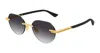 Bottega Veneta Glaze Rimless Sunglasses In Gold/grey
