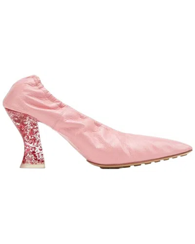 Bottega Veneta Glitter Heel Almond Leather Pump In Pink