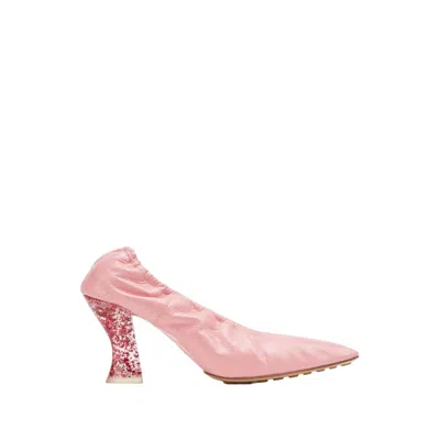 Pre-owned Bottega Veneta Glitter Heel Almond Pumps In Pink
