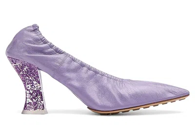 Pre-owned Bottega Veneta Glitter Heel Leather Pumps (women's) Sneakers In Lavender In Purple