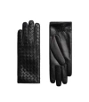 Bottega Veneta Intreciato Knitted Leather Gloves In Black