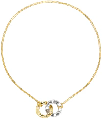 Bottega Veneta Gold & Silver Curve Necklace In 8119-silver/yellow G
