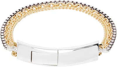 Bottega Veneta Gold & Silver Detail Chain Bracelet In 8119
