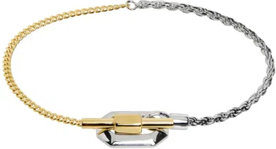 Bottega Veneta Gold & Silver Facet Chain Bracelet In 8119-silver/yellow G