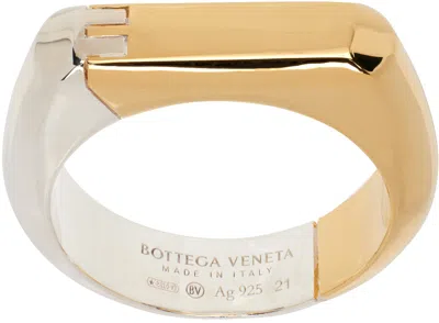 Bottega Veneta Gold & Silver Hinge Ring In 8119-silver/yellow G