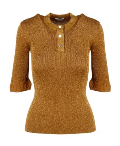 Bottega Veneta Gold And Silver Ribbed Sweater In Yellow