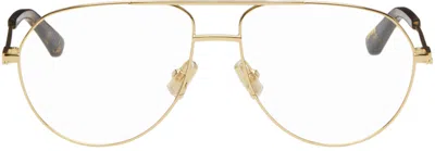 Bottega Veneta Gold Aviator Glasses In Gold-gold-transparen