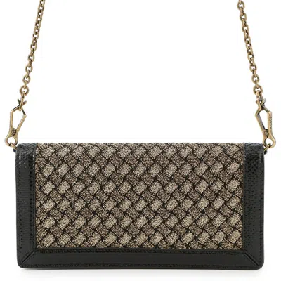Pre-owned Bottega Veneta Gold Black Leather Chain/shoulder Wallet () In Multi