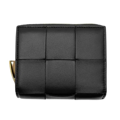 Pre-owned Bottega Veneta Gold Black Leather Wallet (bi-fold) () In Gold, Black