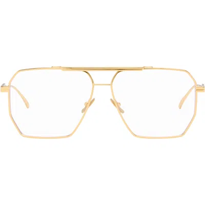 Bottega Veneta Gold Classic Aviator Glasses