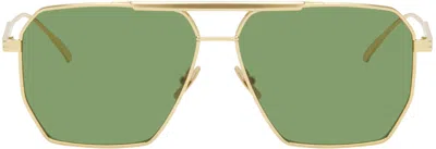 Bottega Veneta Gold Classic Aviator Sunglasses In 004 Gold