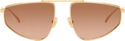Bottega Veneta Gold Classic Aviator Sunglasses In Brown