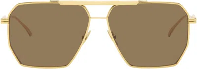 Bottega Veneta Gold Classic Aviator Sunglasses
