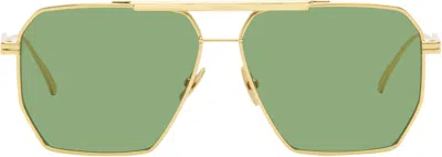 Bottega Veneta Gold Classic Aviator Sunglasses In Multi