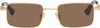 Bottega Veneta Gold Classic Rectangular Sunglasses In Gold