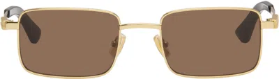 Bottega Veneta Gold Classic Rectangular Sunglasses
