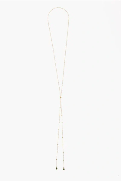 Bottega Veneta Gold Colour Silver Necklace With Stone Pendants
