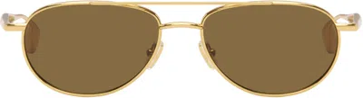 Bottega Veneta Gold Fin Aviator Sunglasses