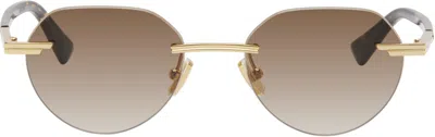 Bottega Veneta Gold Glaze Rimless Sunglasses