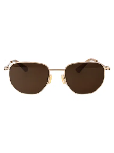 Bottega Veneta Gold Gold Brown Metal Sunglasses
