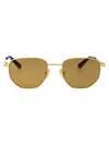 Bottega Veneta Gold-gold-brown Metal Sunglasses In Gold