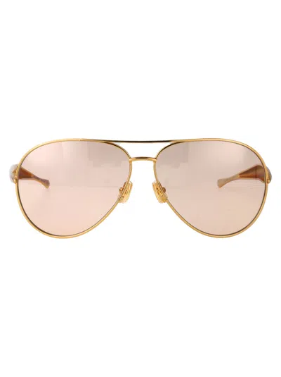 Bottega Veneta Gold Gold Brown Metal Sunglasses