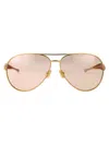 Bottega Veneta Gold Gold Brown Metal Sunglasses In Gold