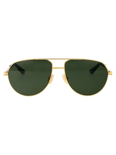 Bottega Veneta Gold Gold Green Metal Sunglasses