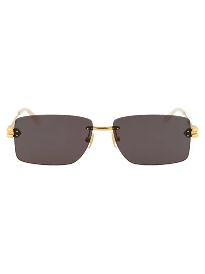 Bottega Veneta Gold Gold Grey Metal Sunglasses In Brown