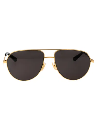 Bottega Veneta Gold Gold Grey Metal Sunglasses In Multi