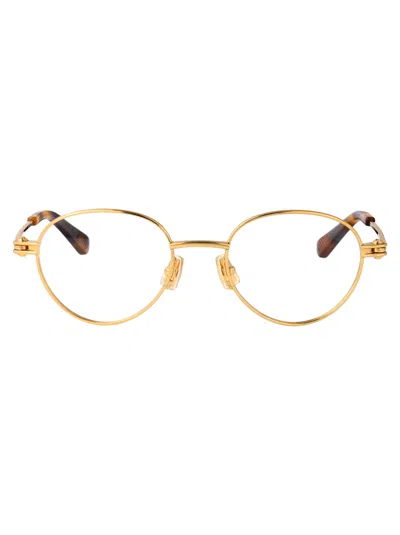 Bottega Veneta Gold-gold-transparent Metal Glasses In Brown